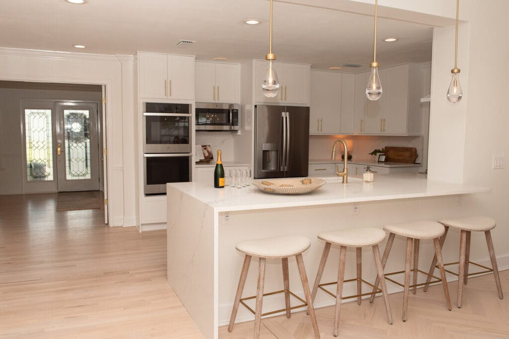 Modern kitchen with island and barstools