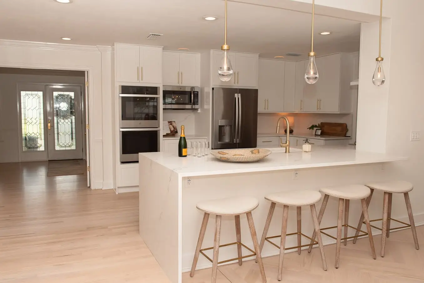 Modern kitchen with island and barstools